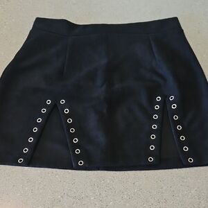 Elegant Black Mini Skirt with Eyelet Accents
